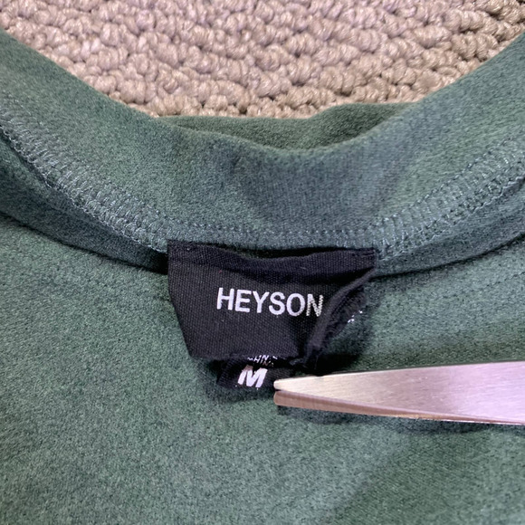 Heyson Womens Shirt Top Size Medium Dark Forest Green Striped Oversized Pullover - Picture 9 of 11